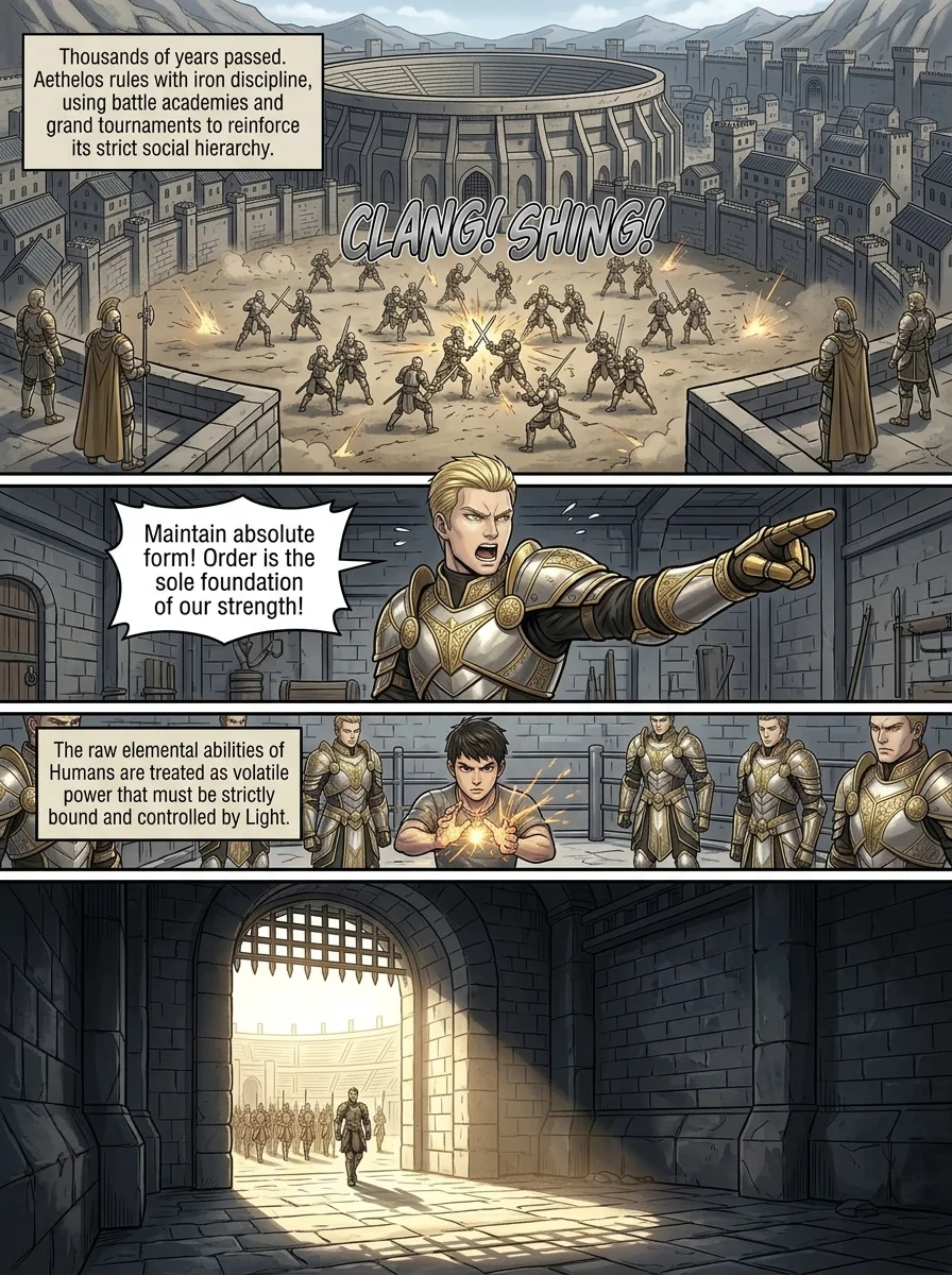 Aethelos: The Bastard of Light Chapter 1 Page 17 - AI Generated Manga
