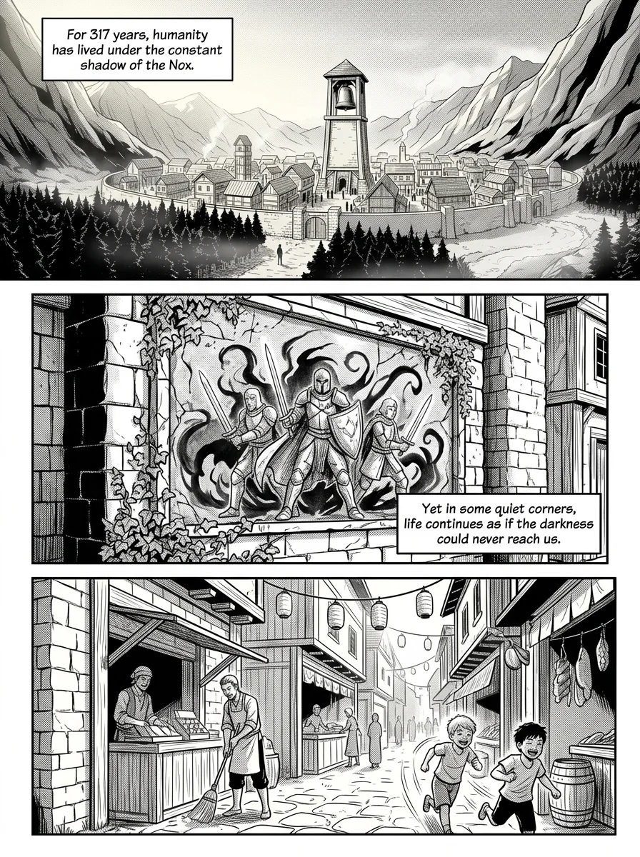 NOCTIS — Les Héritiers de l'Ombre Chapter 1 Page 1 - AI Generated Manga